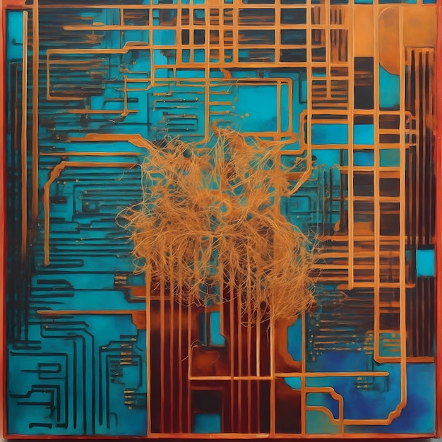 AI of a circuit board with intricate electronic components and chips