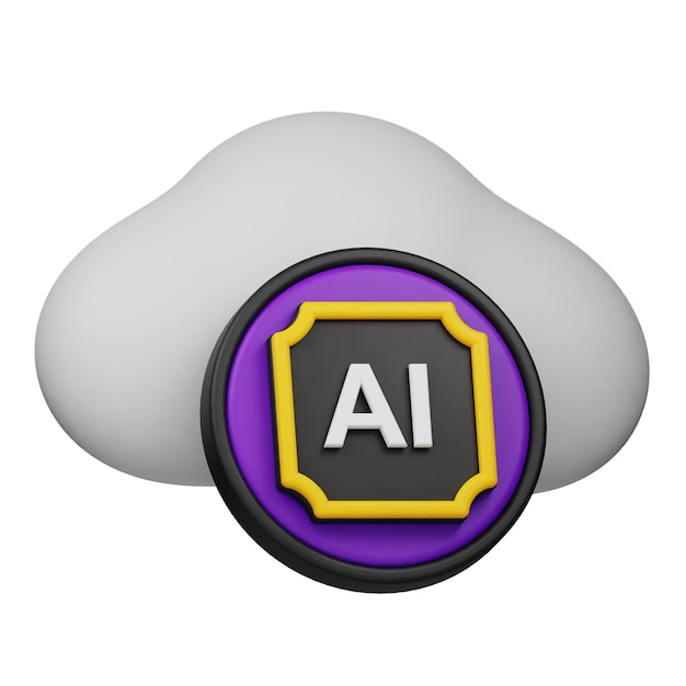 AI 클라우드 3D 아이콘은 색 배경에 고립되어 있습니다.