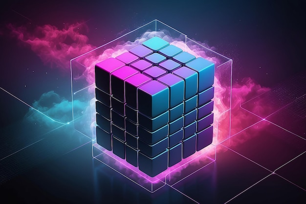 Ai cloud concept with gradient cube technology background