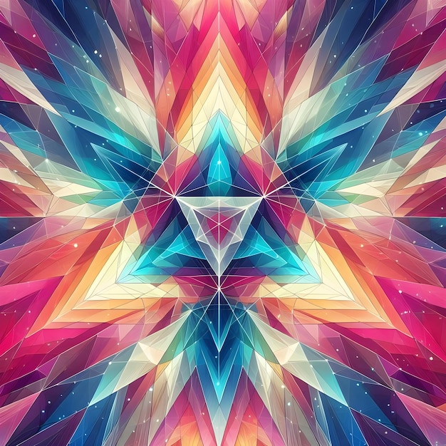 Foto ai di colorato disegno geometrico kaleidoscopico vorticoso