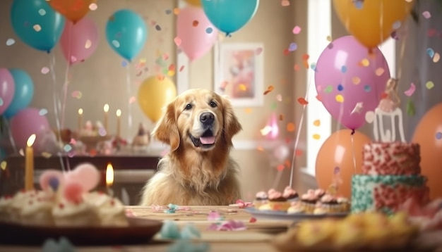 An AI created a dog birthday party image Generative AI