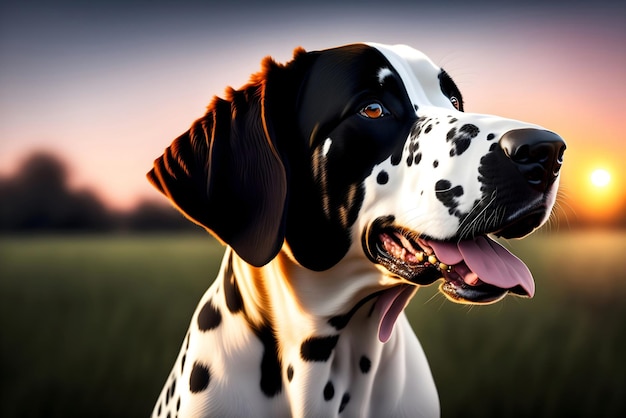 Photo ai of the cute happy domestic dog loitering at the park during golden hour