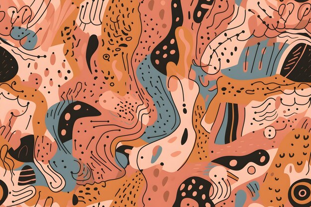 AI drawn flat design abstract seamless doodle pattern Neural network generated in May 2023 Not based on any actual scene or pattern