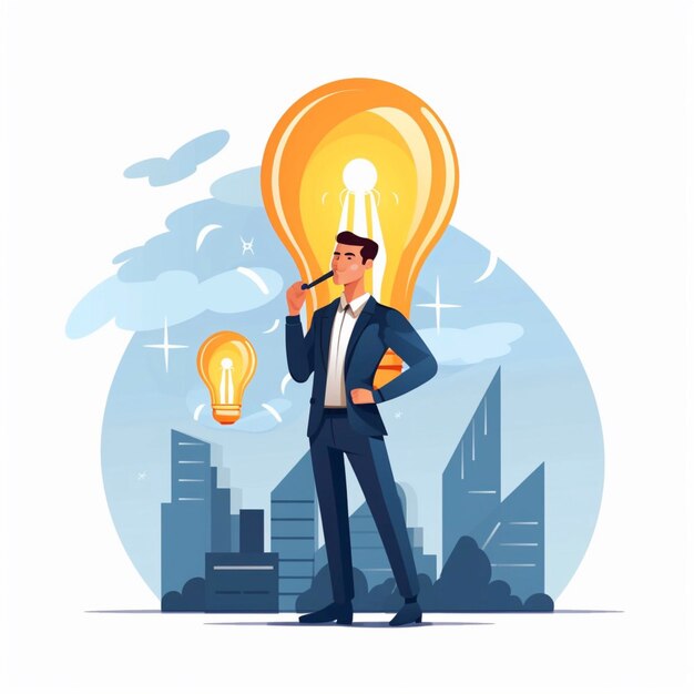 Photo ai entrepreneur ideas investor illustration on a white background