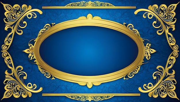 AI Eslimi Tazhib Gold Luxury Blue Frame Iranian Arabic