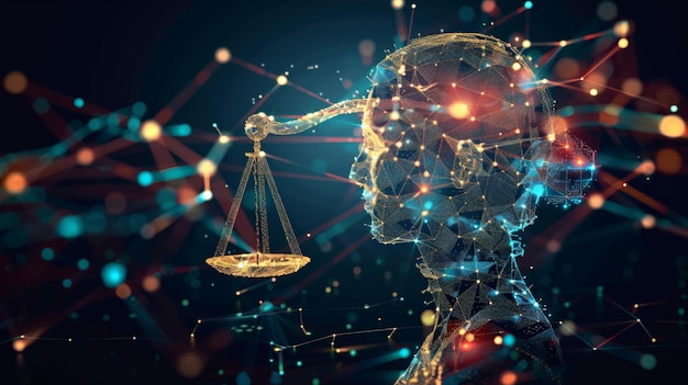 Photo ai ethics and legal concepts artificial intelligence law and online technology of legal regulations controlling artificial intelligence technology is a high risk