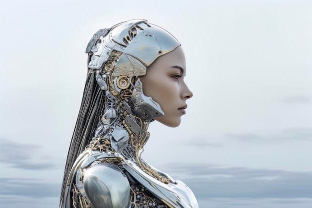 AI Face Symbolizing the Development of Female Humanoid Artificial Intelligence