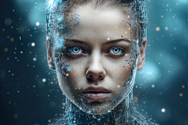 AI Face Symbolizing the Development of Female Humanoid Artificial Intelligence