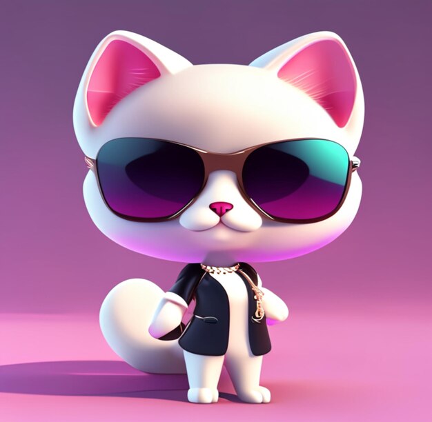 Ai fashion cat with glass cut cat cartoon