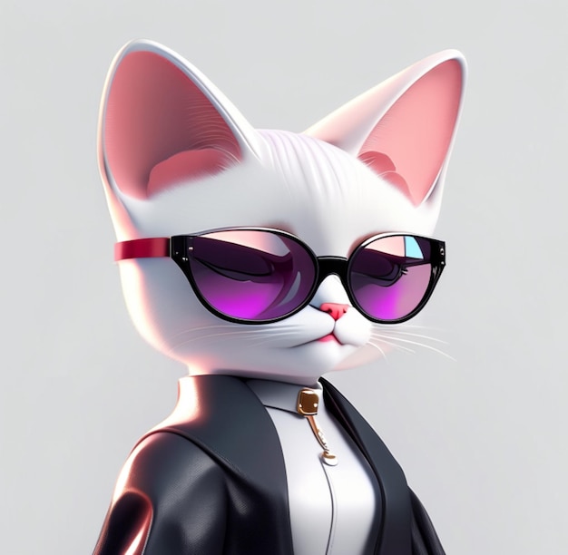 Ai fashion cat with glass