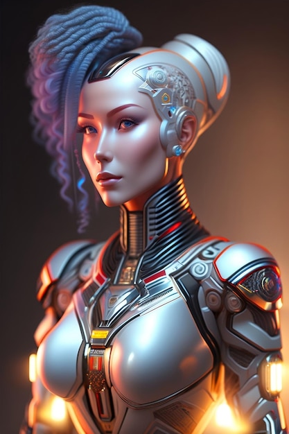 AI female robotic face woman robot