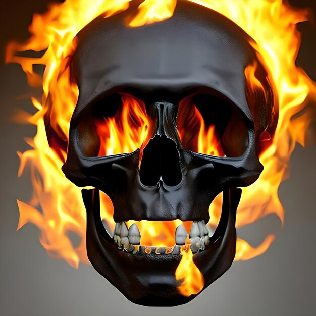 Ai of the fiery melting human skull