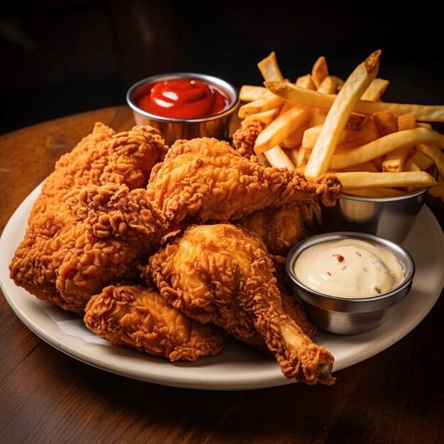 AI Fried Chicken and French Fries Delicious