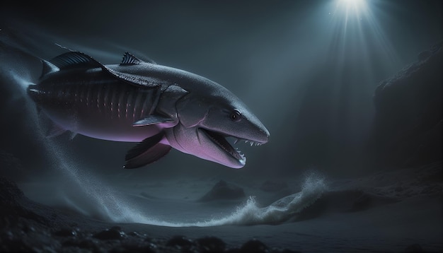 AI gegenereerd 3D diep onderwater zeedier