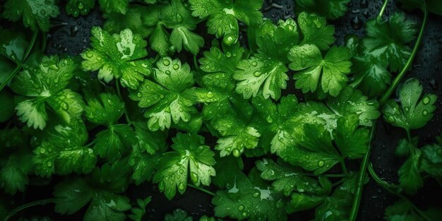 AI Gegenereerd AI Generatief Groen eco biologische gezondheid koriander salade kruiden Decoratie gezondheid