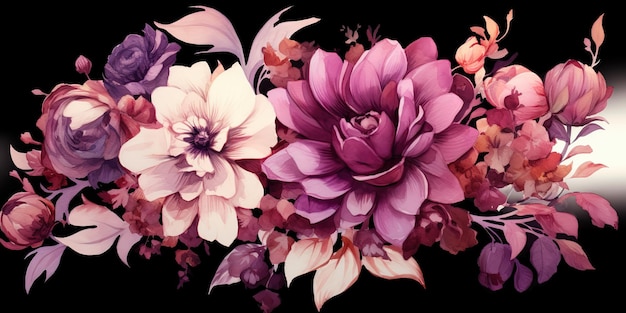 AI Gegenereerd AI Generatief Mooie decoratieve bloesem bloei botanische bloemen roze bloemen