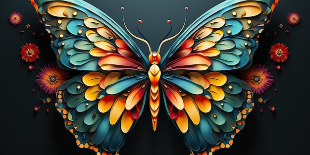 AI gegenereerd AI generatief Mooie natuur wilde schattige vlinder witn plant bloemen decoratie