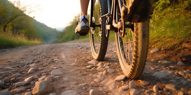 AI Gegenereerd AI Generatief Mountainbike inspirerend motiverend natuuravontuur in de buitenlucht