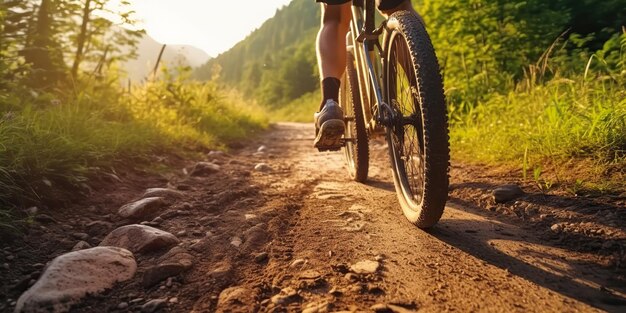 AI Gegenereerd AI Generatief Mountainbike inspirerend motiverend natuuravontuur in de buitenlucht