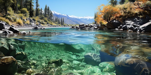 AI Gegenereerd AI Generatief Prachtige natuur buiten water rivier meer onderwater landschap