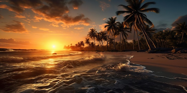 AI Gegenereerd AI Generatief Tropisch exotisch paradijs landschapsachtergrond Strand buiten