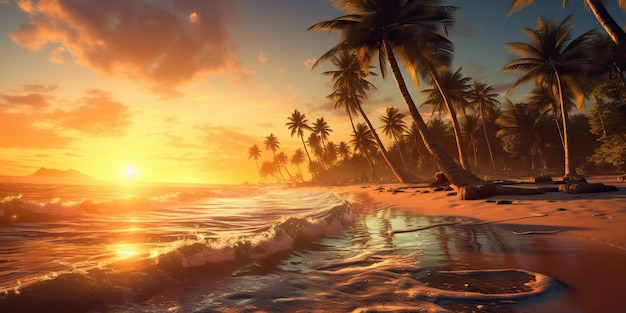 AI Gegenereerd AI Generatief Tropisch exotisch paradijs landschapsachtergrond Strand buiten
