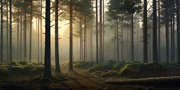 Foto ai gegenereerd ai generatieve dennenbos buiten natuur landschap achtergrond grafische kunst