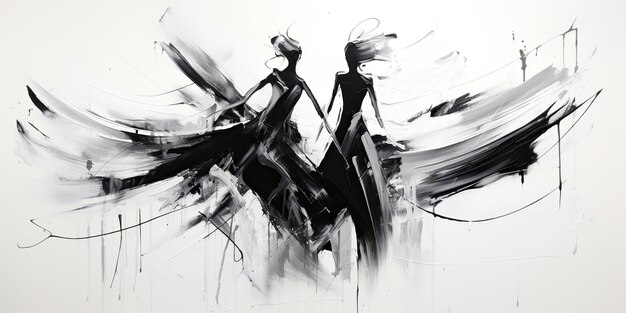 AI gegenereerd AI generatieve geometrische abstracte vorm dansen ritme mensen straat graffiti kunst muurverf tekening olie inkt ontwerp grafische kunst