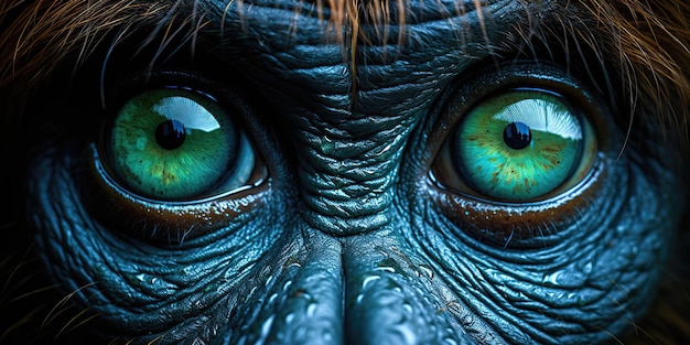 Foto ai gegenereerd ai generatieve orang-oetan aap gezicht portret ogen kijken naar je