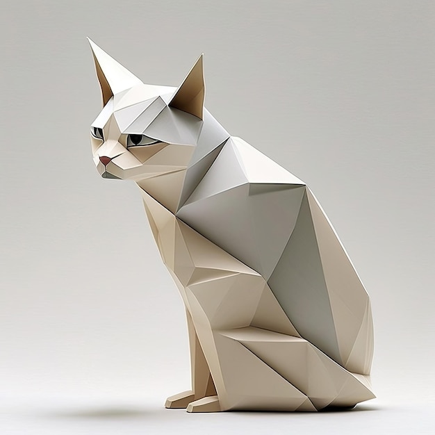 Ai gegenereerd illustratie kat origami papier op witte achtergrond