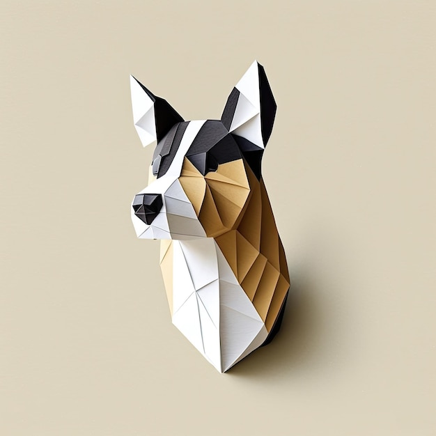 Ai gegenereerd illustratie origami hond tegen kleur achtergrond