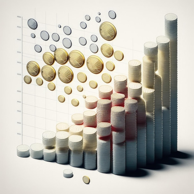 Foto ai gegenereerd illustratie stapel gouden munten zoals inkomensgrafiek