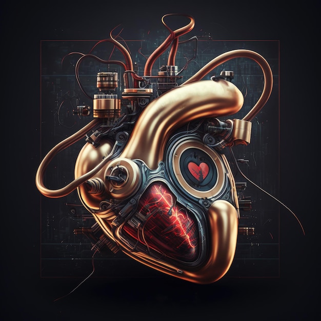 Ai gegenereerd Illustratie van een kunstmatig hart