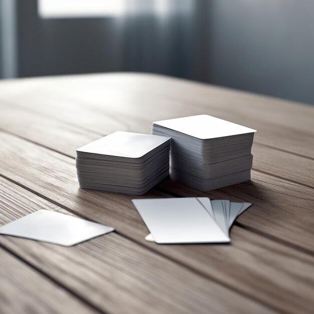 Ai gegenereerd kaartspel mockup van speelkaarten op houten tafel