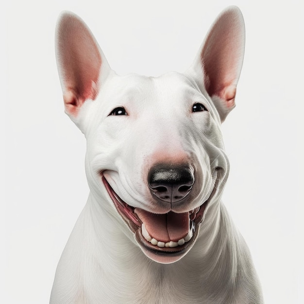 Ai gegenereerd portret van hondenras Bull Terrier schattig blij opgewonden lachend