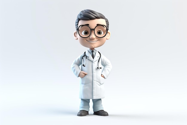 AI Gegenereerde AI Generatieve 3D-blender Doctor Medicine Bobble Head Figure Toy Graphic Art