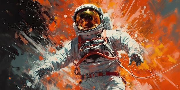 Foto ai gegenereerde ai generatieve astronaut ruimte melkweg universum ster verkennen avontuur toekomstige reis illustratie grafische kunst