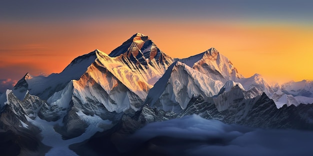 AI Gegenereerde AI Generatieve Everest berg geweldig landschap avontuur nepal outdoor motivatie Grafische kunst
