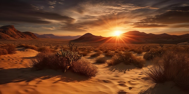 Foto ai gegenereerde ai generatieve foto-illustratie van mexicaanse woestijn met cactus grafische kunst