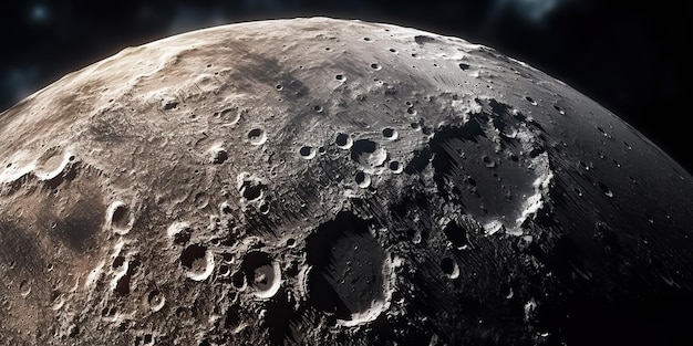 AI Gegenereerde AI Generatieve Galaxy ruimte planeet maan oppervlak close shot illustratie