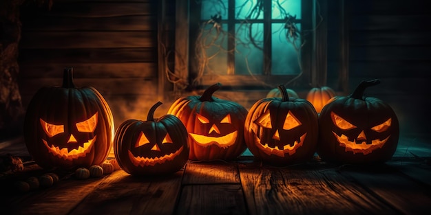 AI Gegenereerde AI Generatieve Halloween spookachtige boo enge horro nachtpompoen