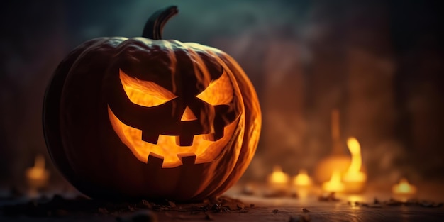 AI Gegenereerde AI Generatieve Halloween spookachtige boo enge horro nachtpompoen