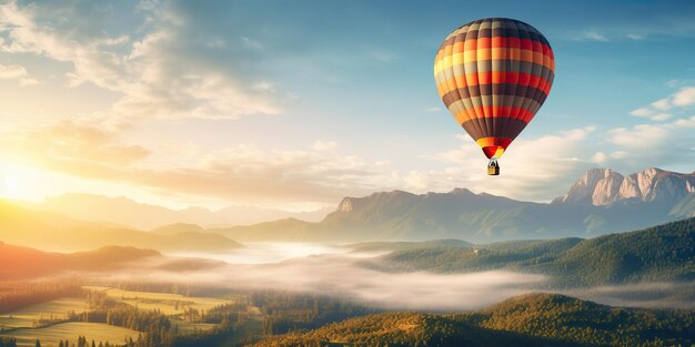 AI gegenereerde AI Generatieve heteluchtballon schilderachtig uitzicht op de natuur buiten prachtig zand