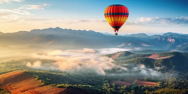 AI Gegenereerde AI Generatieve Heteluchtballon vliegt in Thailand Chiang Mai berg grafische kunst