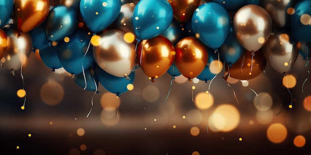 AI gegenereerde AI Generatieve luchtballonnen op de achtergrond decoratie mock-up verjaardagsfeest viering sjabloon Grafische kunst
