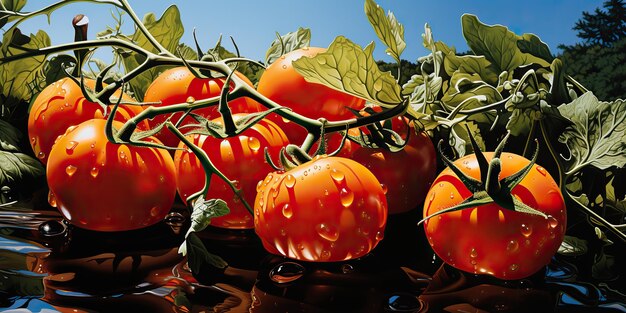 Foto ai gegenereerde ai generatieve veel rode verse tomaten groenten grafische landbouw