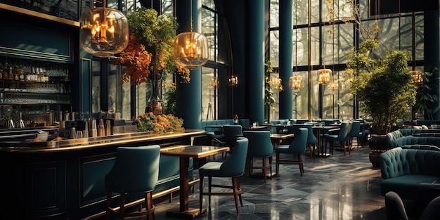 AI Gegenereerde AI Generatieve Vintage retro traditionele luxe eetkamer café-restaurantfeest