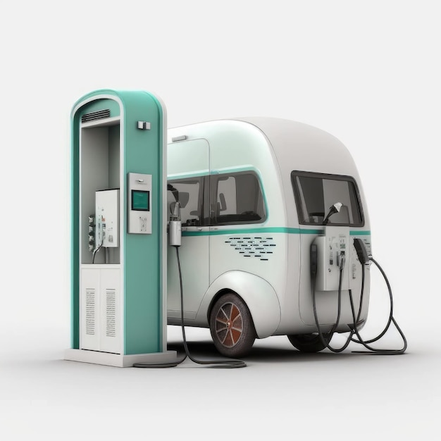 Ai gegenereerde beelden van elektrisch laadstation met auto