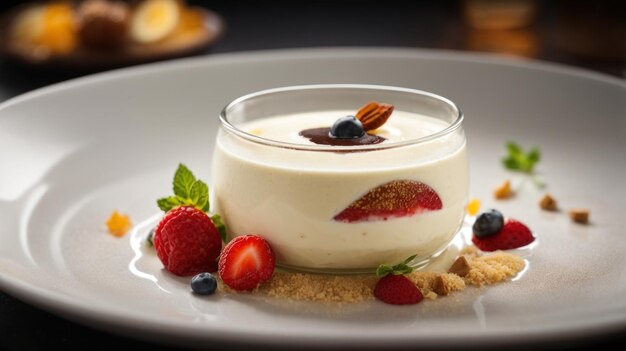 AI gegenereerde Creamy Delight Contemporary Capture van Italiaanse Panna Cotta