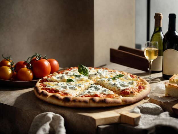 AI gegenereerde foto van een heerlijke pizza met extra kaas